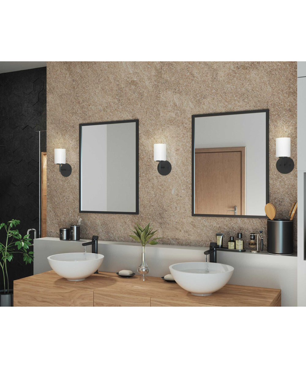 Replay 1-Light Etched White Glass Glass Modern Bath Vanity Light Textured Black