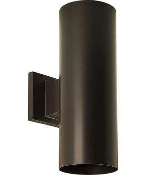 5" Outdoor Up/Down Wall Cylinder 2-Light Modern Outdoor Wall Lantern with Top Lense Antique Bronze