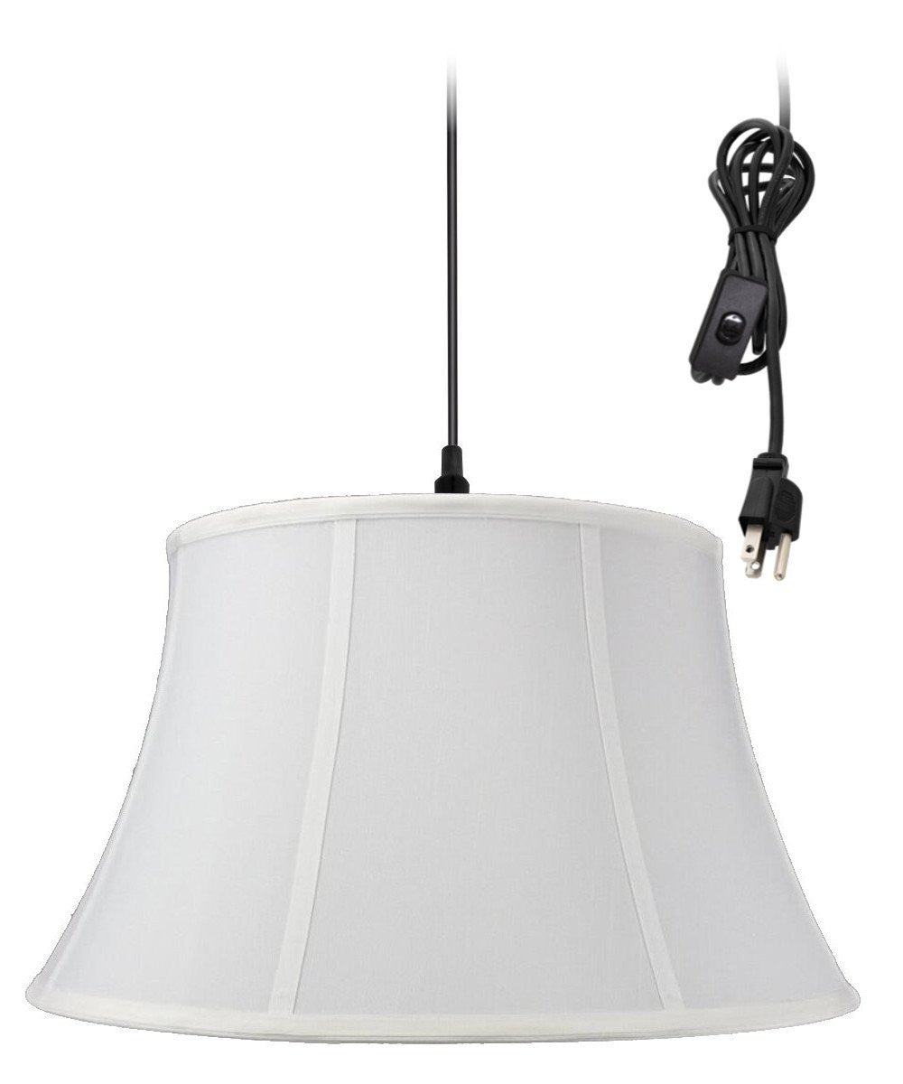 Home Concept 1-Light Plug In Swag Pendant Ceiling Light White Shade