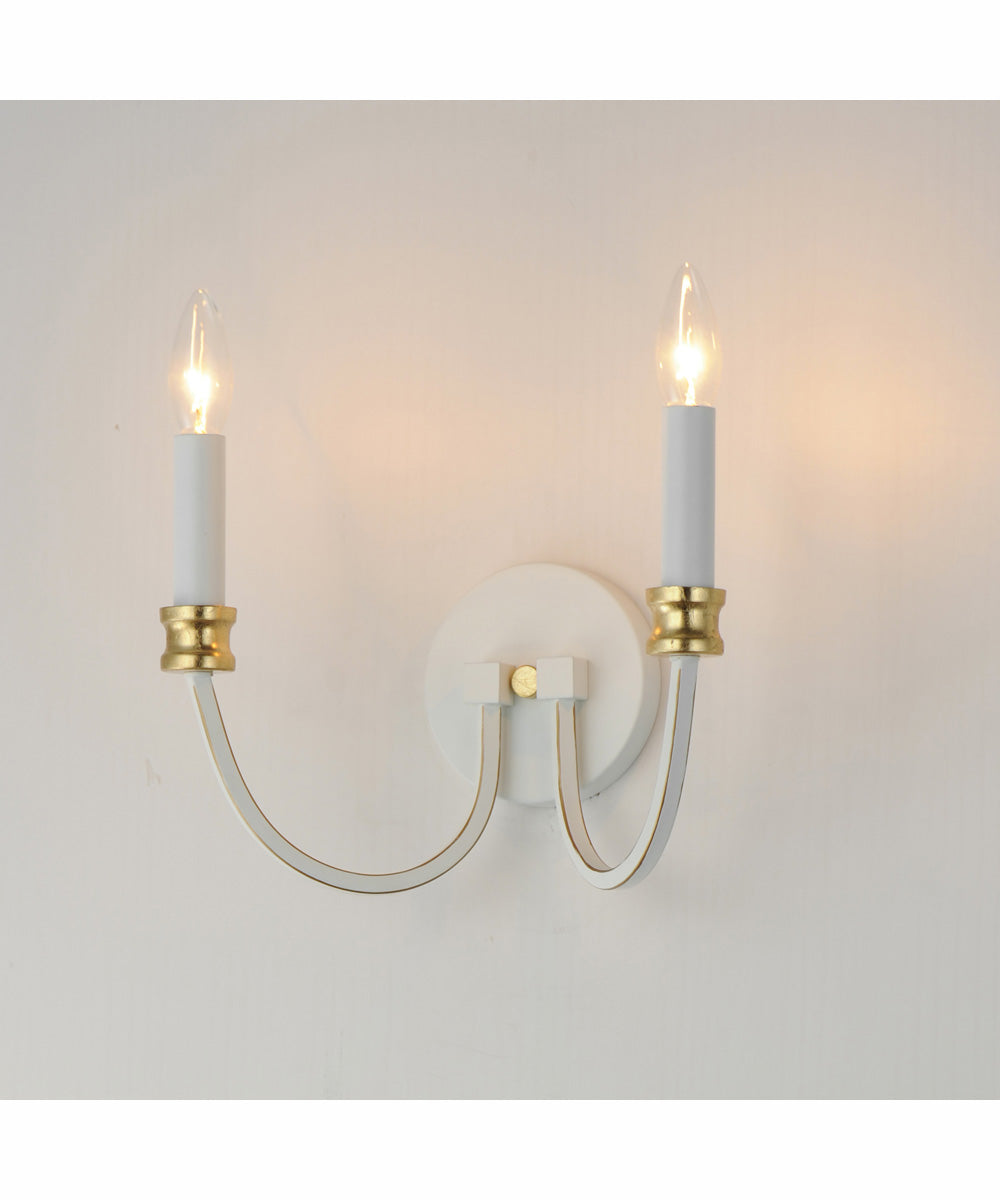 Charlton 2-Light Wall Sconce Weathered White/Gold Leaf