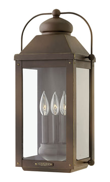 21"H Anchorage 3-Light Large Outdoor Wall Light in Light Oiled Bronze