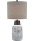 Philan 1-Light Table Lamp Ceramic Body/Grey Fabric Shade