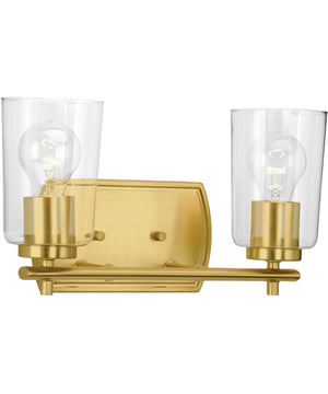 Adley 2-Light Clear Glass New Traditional Bath Vanity Light Satin Brass