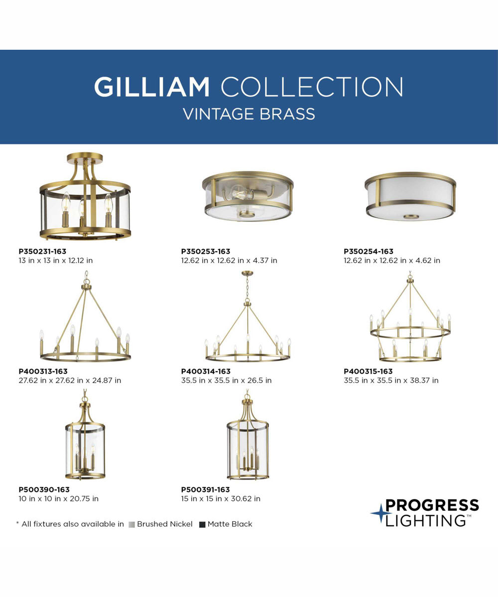 Gilliam 3-Light New Traditional Hall & Foyer Vintage Brass