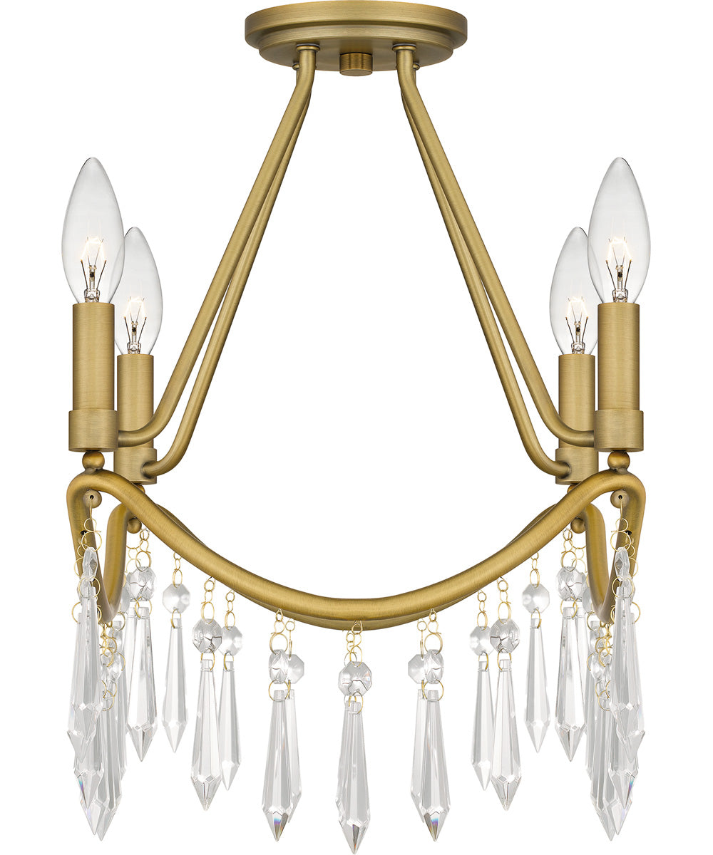 Airedale Small 4-light Semi Flush Mount Aged Brass