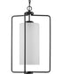 Merry 1-Light Etched Glass Transitional Style Foyer Pendant Light Matte Black