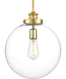 Penn 1-Light Clear Glass Farmhouse Pendant Light Natural Brass