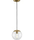 Atwell 8-inch Clear Glass Globe Small Hanging Pendant Light Brushed Bronze
