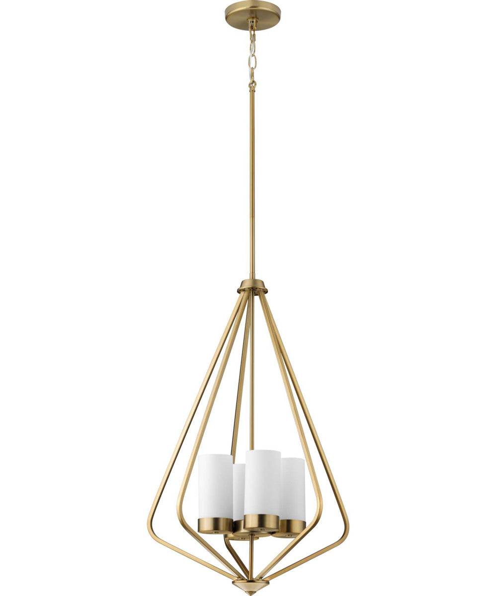 Elevate 4-Light Etched White Glass Modern Style Hanging Pendant Light Brushed Bronze