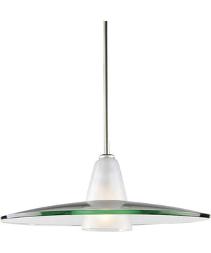 Modern Pendant  1-Light Clear Etched Glass Pendant Light Brushed Nickel