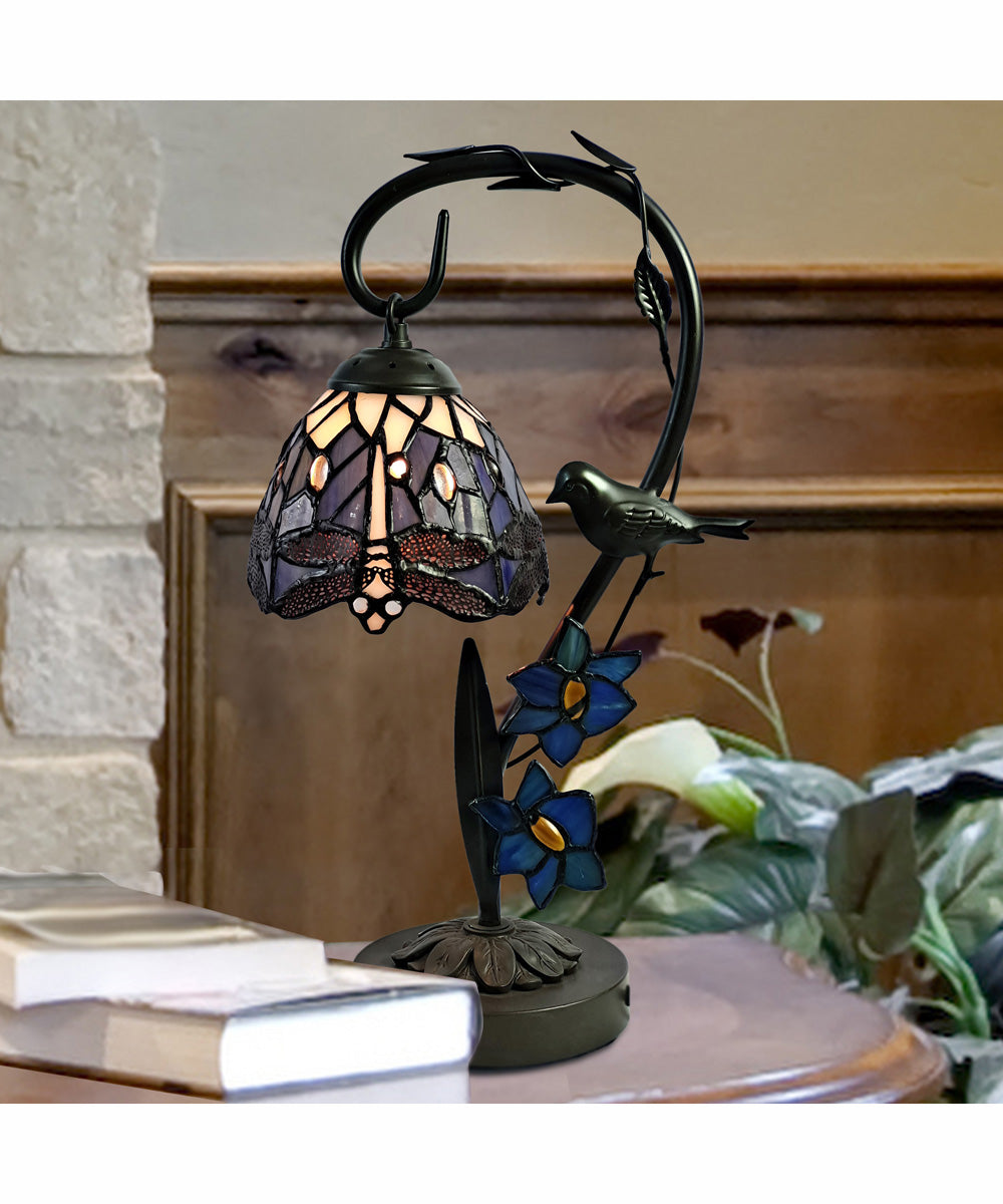 Bird On Vine Dragonfly Tiffany Table Lamp
