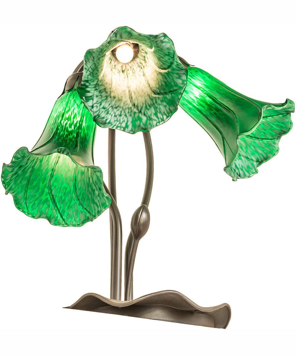 16" High Green Tiffany Pond Lily 3 Light Accent Lamp