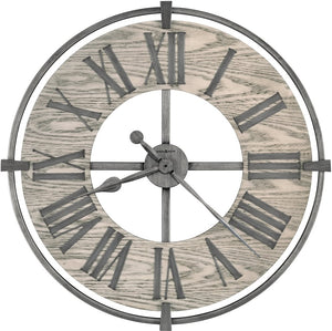 32"H Eli Wall Clock Brushed Aged Silver