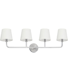 Dawson 4-Light Vanity In Brushed Nickel Finish With Decorative White Fabric Stay-Straight Shades