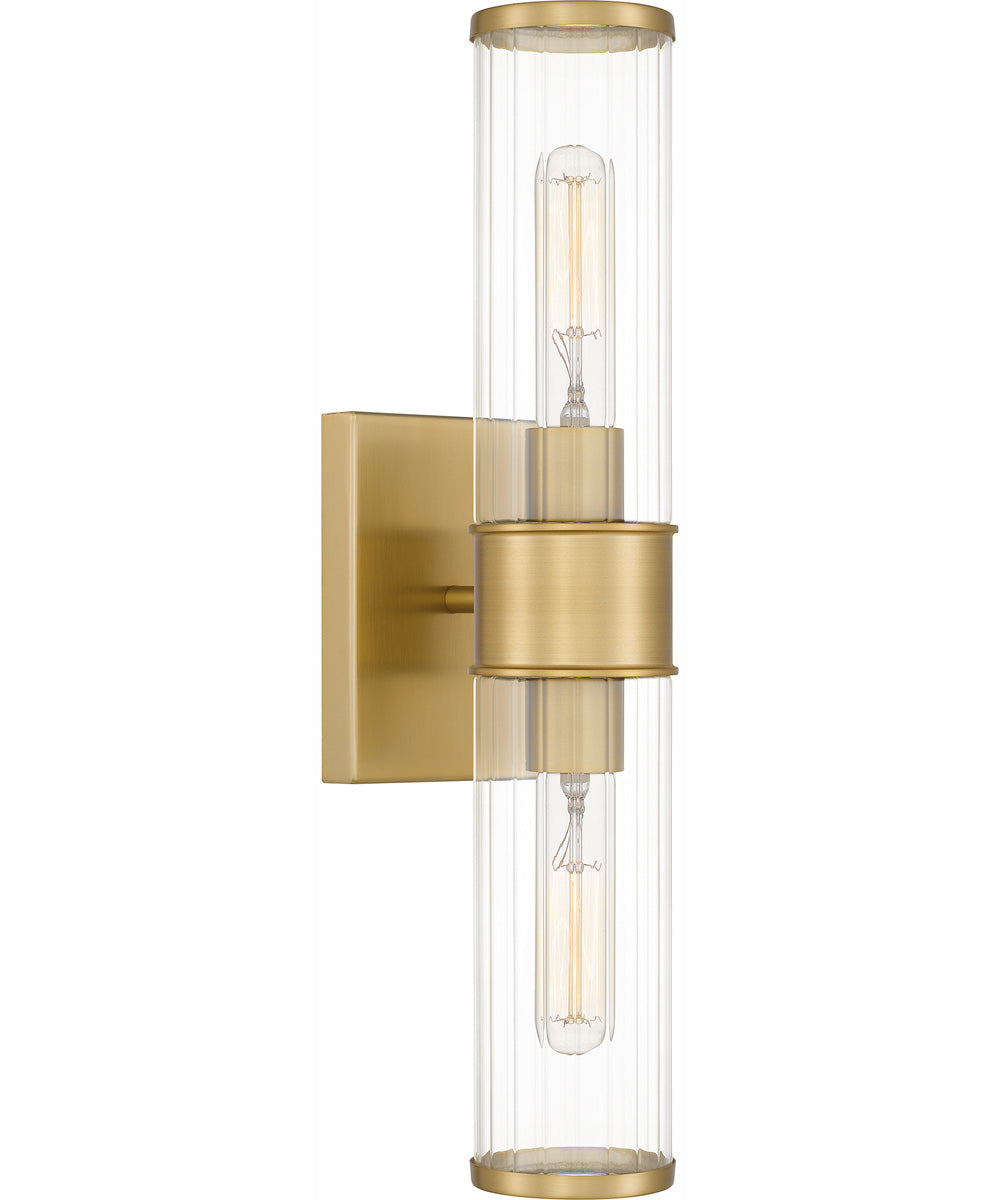 Quoizel Wood Small 2-light Wall Sconce Aged Brass