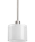 Invite 1-Light White Mylar Shade New Traditional Mini-Pendant Light Brushed Nickel