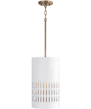 Dash 1-Light Pendant Aged Brass and White