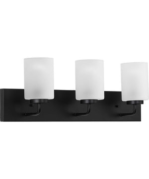 Merry 3-Light Etched Glass Transitional Style Bath Vanity Wall Light Matte Black