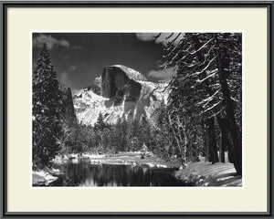 23"H x 29"W Ansel Adams Half Dome Winter Yosemite National Park 1938 Framed Print