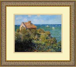 14"H x 16"W Claude Monet Fishermans Cottage on the Cliffs at Varengeville 1882 Framed Print