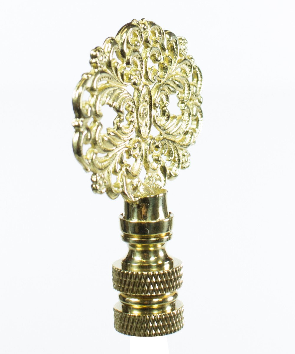 Polished Brass Oval Lace Lamp Finial 2.25"h