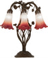 19" High Pink/White Tiffany Pond Lily 6 Light Table Lamp