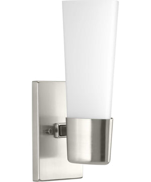 Zura 1-Light Etched Opal Glass Modern Bath Vanity Light Brushed Nickel