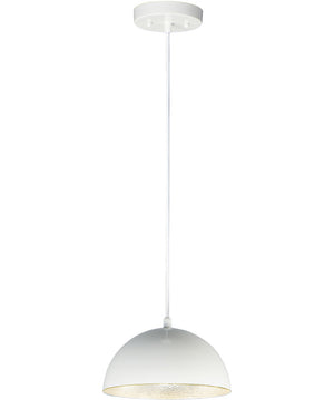 9"W Hemisphere LED 1-Light Pendant Gloss White / Aluminum