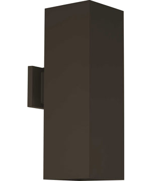 6" Square Up/Down Wall Lantern 2-Light Modern Outdoor Wall Lantern with Top Lense Antique Bronze