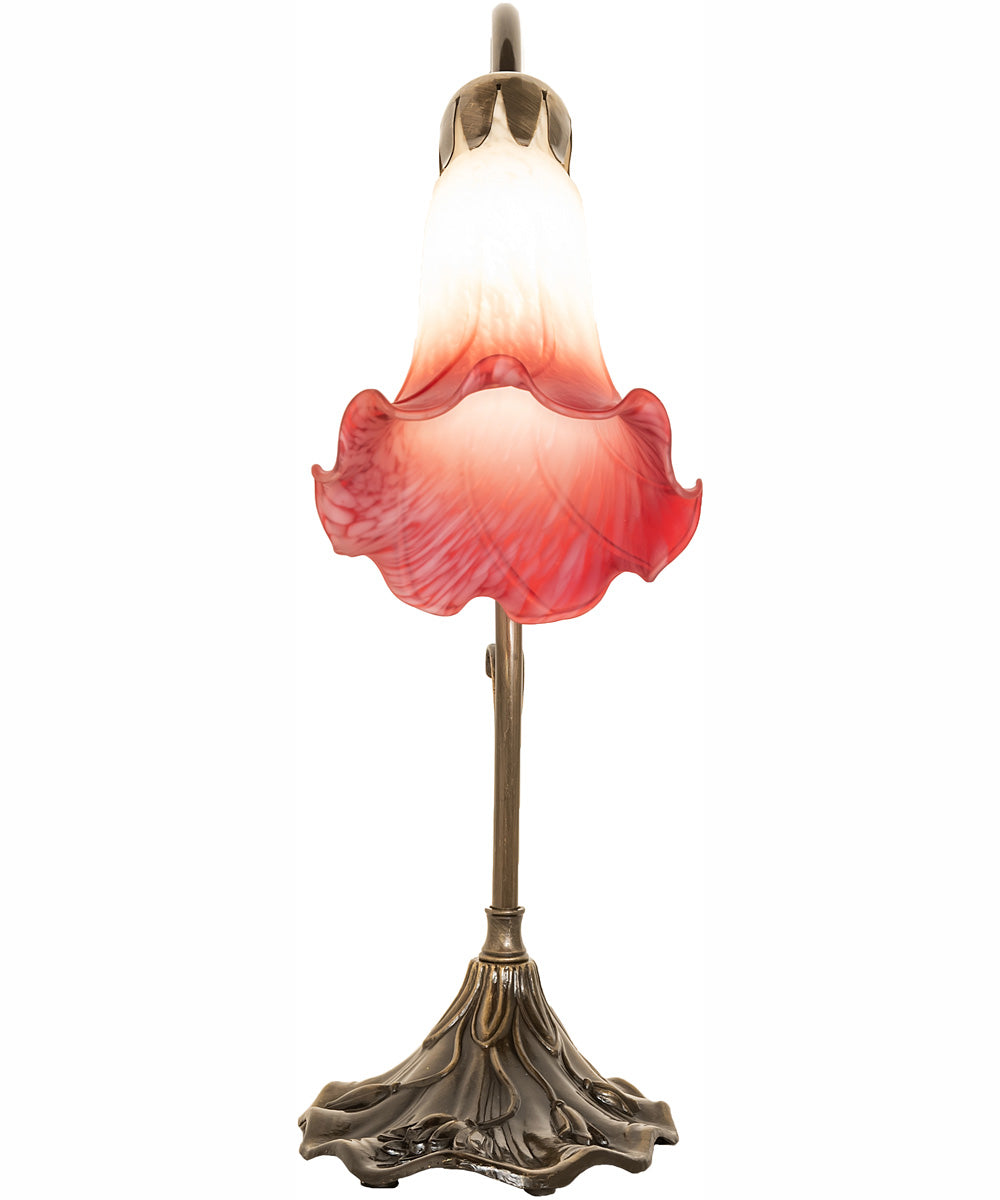 15" High Pink/White Tiffany Pond Lily Accent Lamp