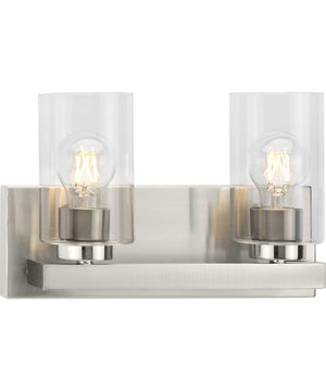 Goodwin 2-Light Modern Vanity Light with Clear Glass Brushed Nickel