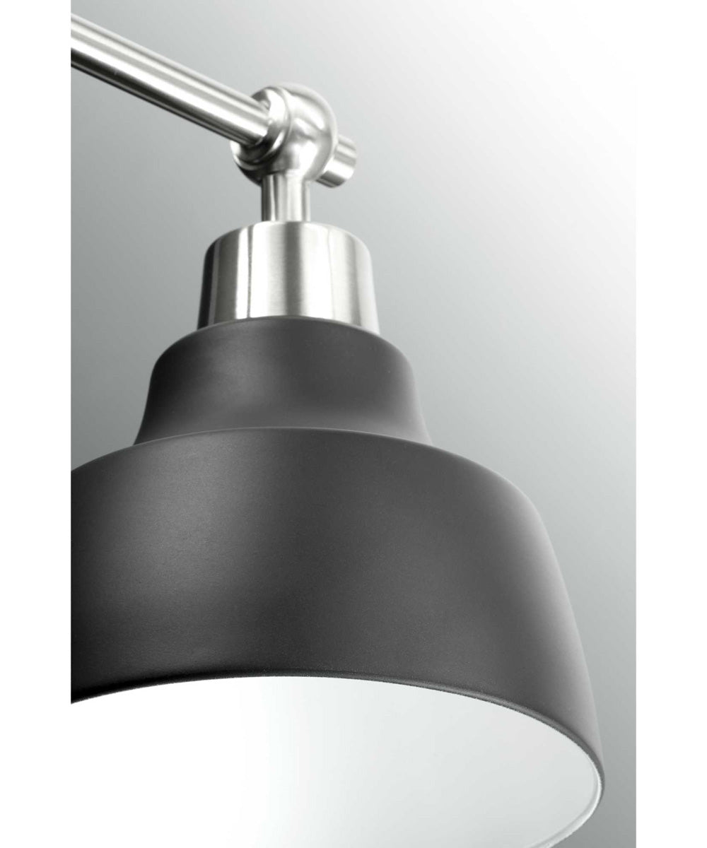 Bramlett 3-Light Graphite Metal Shade Coastal Bath Vanity Light Brushed Nickel