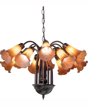 24" Wide Amber Tiffany Pond Lily 12 Light Chandelier