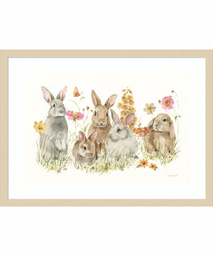 Bunny Hop on Spring I by Lisa Audit Wood Framed Wall Art Print (25  W x 19  H), Svelte Natural Frame