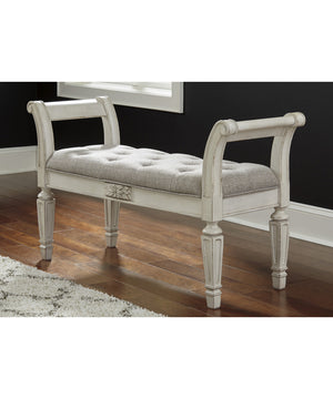 26"H Realyn Accent Bench Antique White