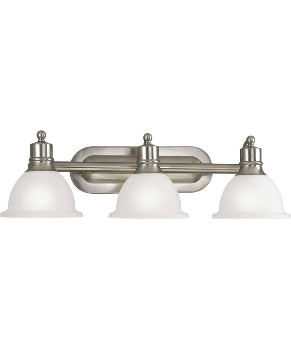 Madison 3-Light Etched Glass Traditional Bath Vanity Light Brushed Nickel