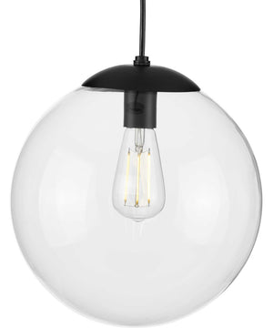Atwell 12-inch Clear Glass Globe Large Hanging Pendant Light Matte Black