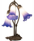 16" High Blue/White Pond Lily Tiffany Pond Lily 3 Light Accent Lamp