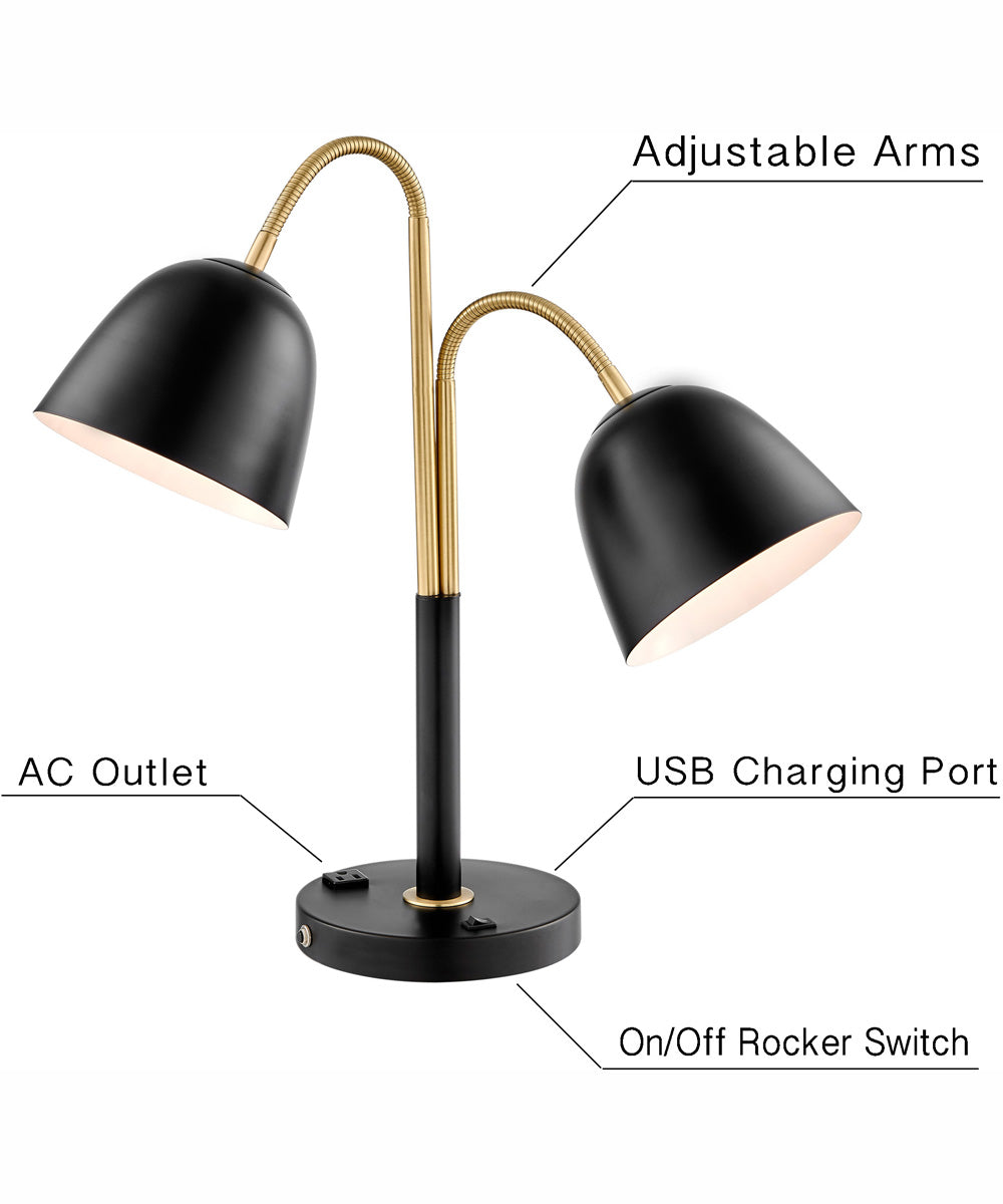 Stark 2-Light 2-Light Table Lamp Antique Brass/Black
