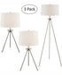 Tullio 1-Light 3Pcs Floor & Table Lamp Set Brushed Nickel/White Shade
