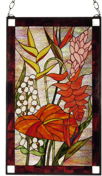 32"H x 20"W Tropical Floral Stained Glass Window