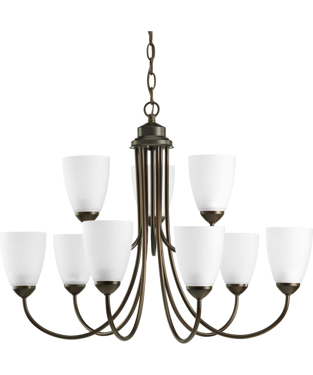Gather 9-Light Etched Glass Traditional Chandelier Light Antique Bronze