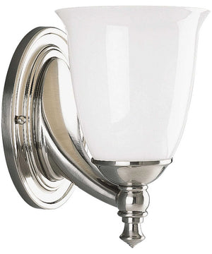 Victorian 1-Light White Opal Glass Farmhouse Bath Vanity Light Brushed Nickel