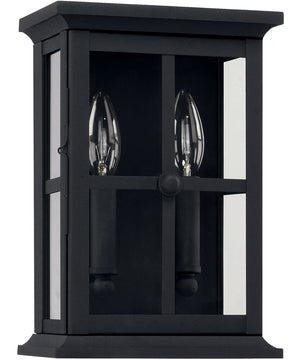 Mansell 2-Light Outdoor Wall Mount In Black With Clear Glass