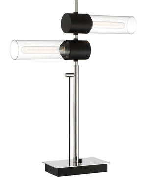 Tomlin 2-Light 2-Light Table Lamp Brushed Nickel/Black/Clear Glass