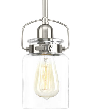 Calhoun 1-Light Clear Glass Farmhouse Mini-Pendant Light Brushed Nickel