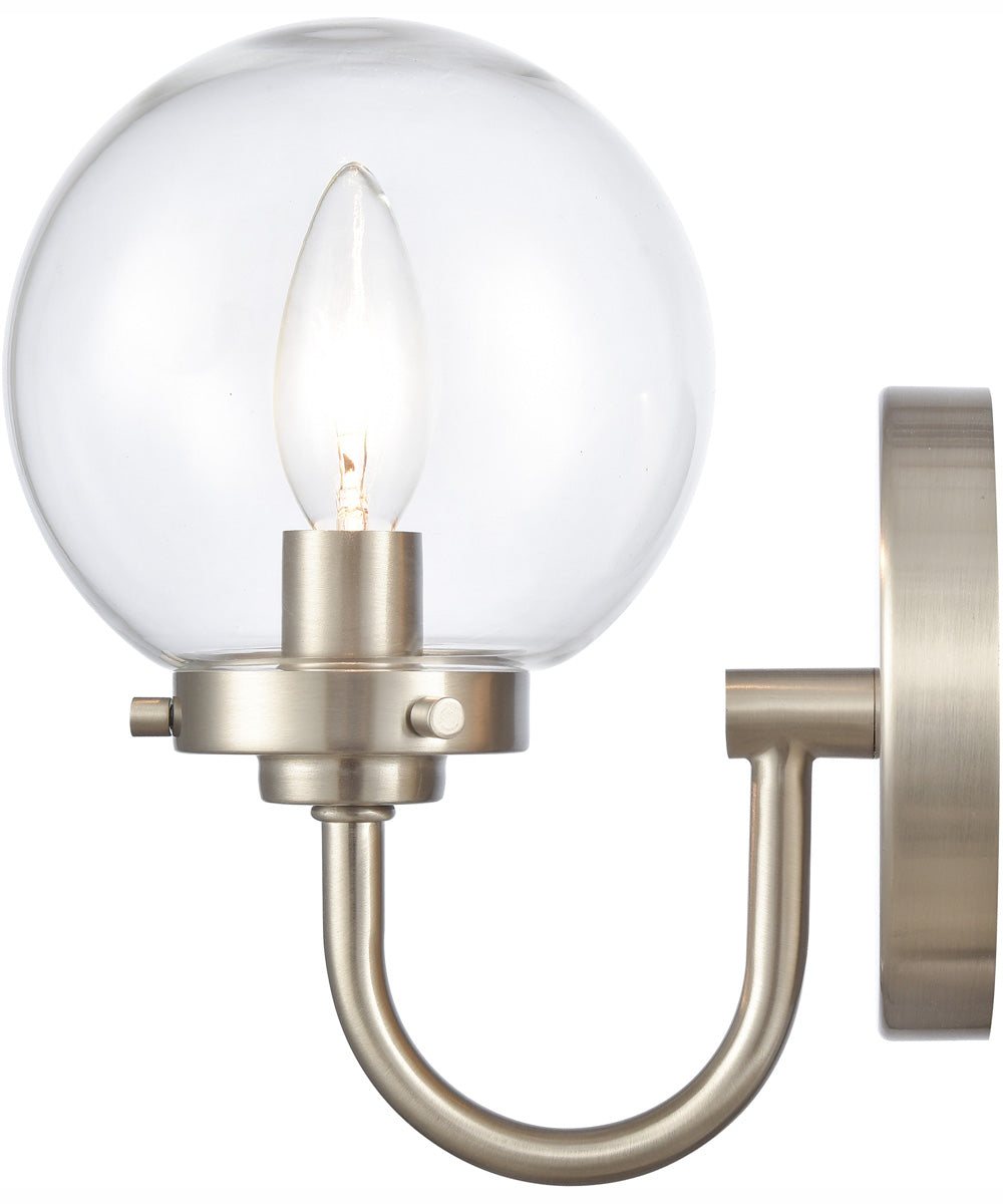 Fairbanks 8.5'' High 1-Light Sconce - Brushed Nickel/Clear