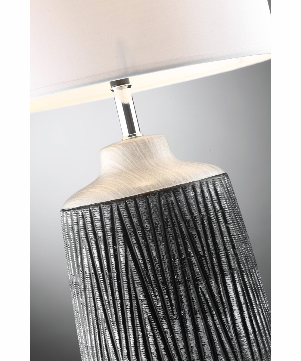Montana 1-Light Table Lamp Grey Ceramichrome/ White Linen Shade
