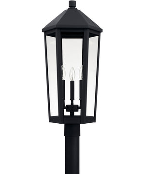 Ellsworth 3-Light Outdoor Post Mount In Black With Clear Glass