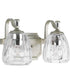 Anjoux 2-Light Clear Water Glass Luxe Bath Vanity Light Silver Ridge